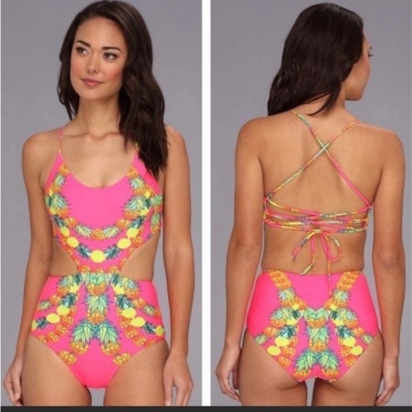 Mara Hoffman Other - Mara Hoffman Pink Tropical Cutout One-Piece Swimsuit
